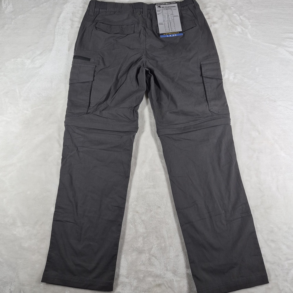 BC Clothing Convertible Cargo Pants Men's Large 32" Inseam Gray Hike Outdoor NWT - Picture 6 of 9